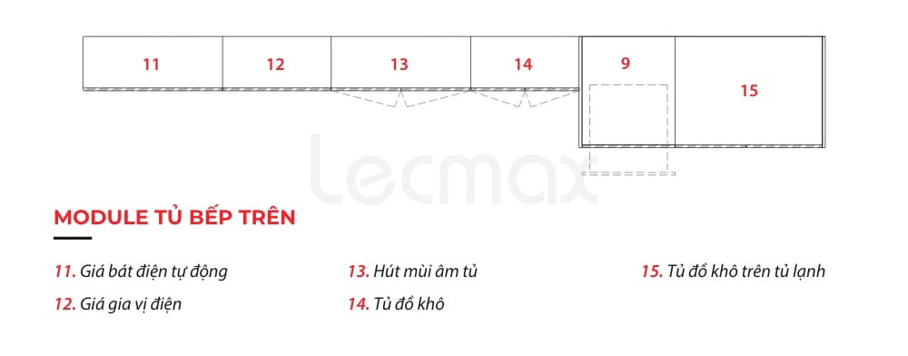 Mặt bằng tủ bếp trên chữ L