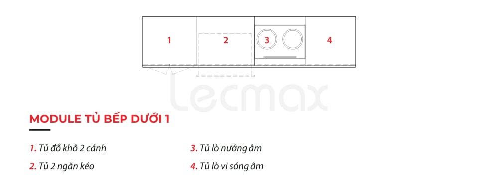Mặt bằng tủ bếp song song
