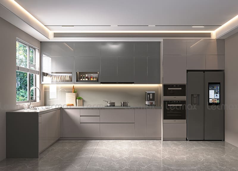 Mẫu Tủ Bếp Inox Cánh Kính Đẹp Hiện Đại 2026